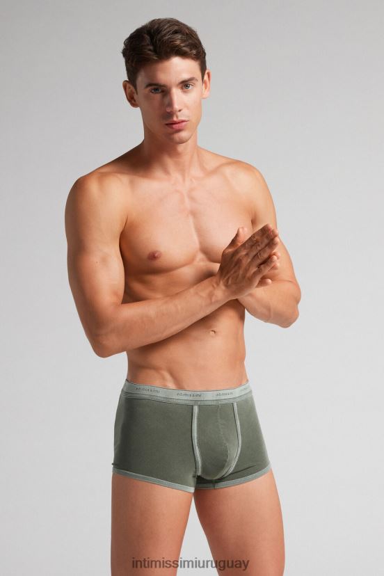 Boxers de algodón supima fresco natural con logo. Intimissimi hombres 393j-verde bosque del V806B87 ropa interior