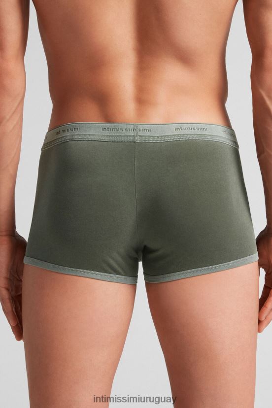 Boxers de algodón supima fresco natural con logo. Intimissimi hombres 393j-verde bosque del V806B87 ropa interior