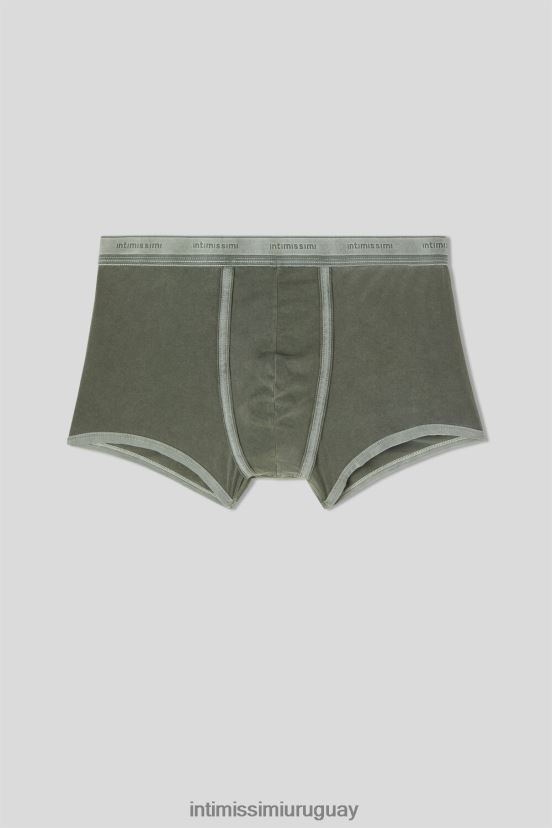 Boxers de algodón supima fresco natural con logo. Intimissimi hombres 393j-verde bosque del V806B87 ropa interior