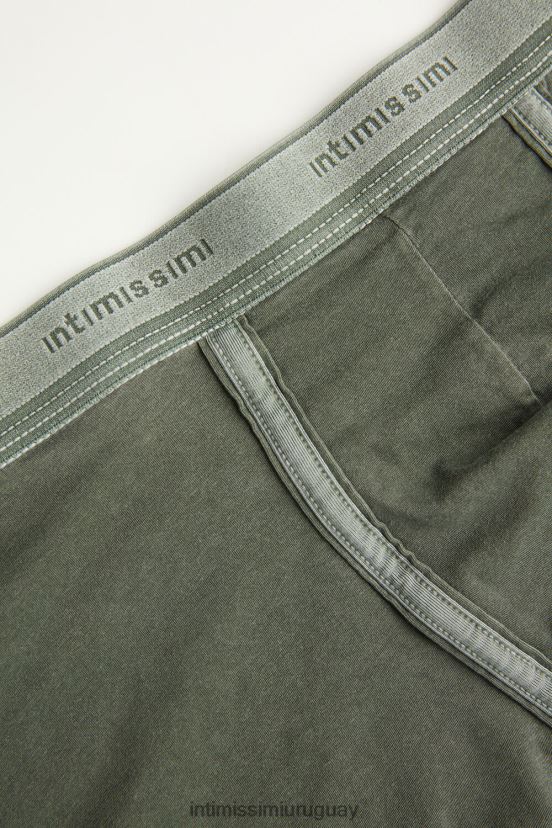 Boxers de algodón supima fresco natural con logo. Intimissimi hombres 393j-verde bosque del V806B87 ropa interior
