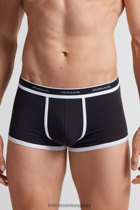 Boxers de algodón supima fresco natural con logo. Intimissimi hombres 661i-nero/blanco V806B840 ropa interior