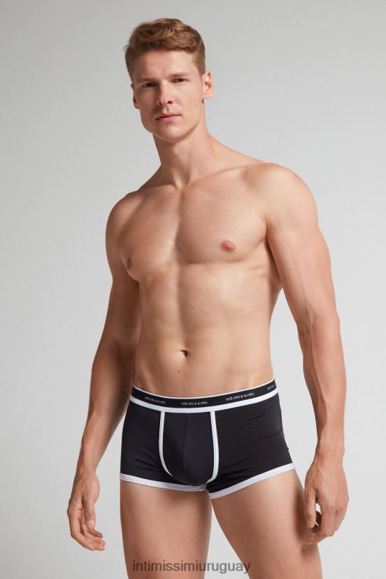 Boxers de algodón supima fresco natural con logo. Intimissimi hombres 661i-nero/blanco V806B840 ropa interior