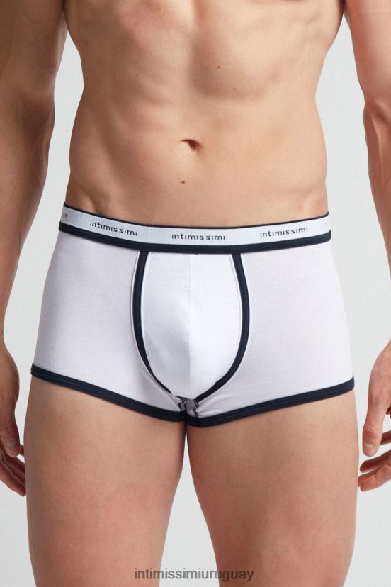 Boxers de algodón supima fresco natural con logo. Intimissimi hombres 6986-blanco/azul V806B839 ropa interior