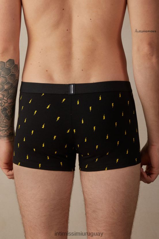 Boxers tipo rayo de algodón supima elástico Intimissimi hombres 197j-rayo-impresión negro V806B834 ropa interior