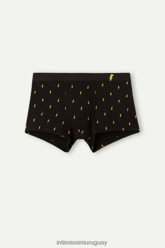 Boxers tipo rayo de algodón supima elástico Intimissimi hombres 197j-rayo-impresión negro V806B834 ropa interior