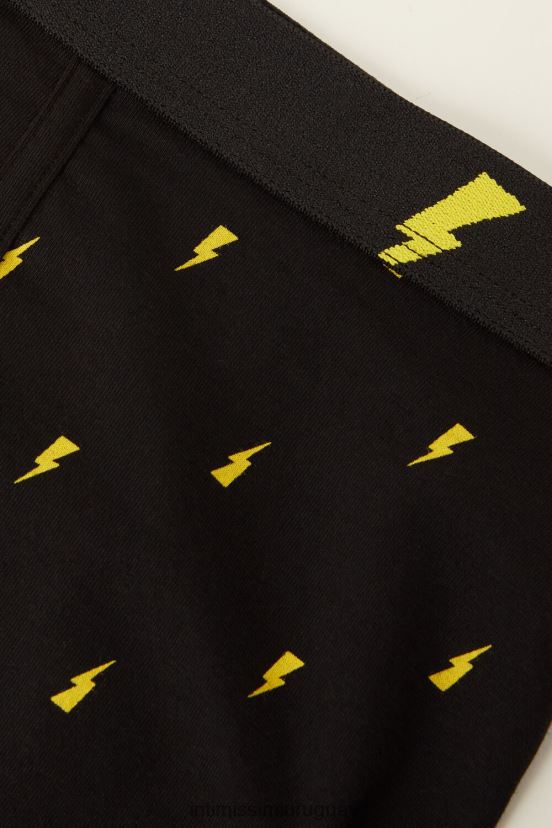 Boxers tipo rayo de algodón supima elástico Intimissimi hombres 197j-rayo-impresión negro V806B834 ropa interior