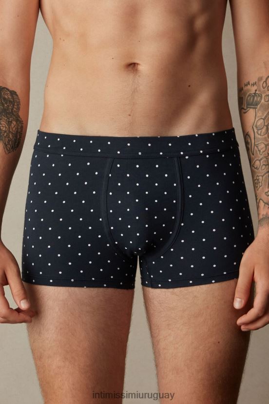 boxer de lunares de algodón supima elástico Intimissimi hombres 049j-estampado lunares azul medianoche V806B866 ropa interior