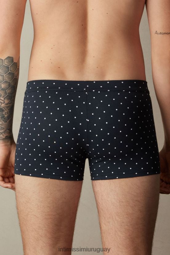 boxer de lunares de algodón supima elástico Intimissimi hombres 049j-estampado lunares azul medianoche V806B866 ropa interior