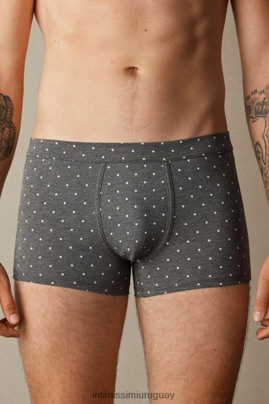 boxer de lunares de algodón supima elástico Intimissimi hombres 063j-estampado lunares gris antracita melange V806B862 ropa interior