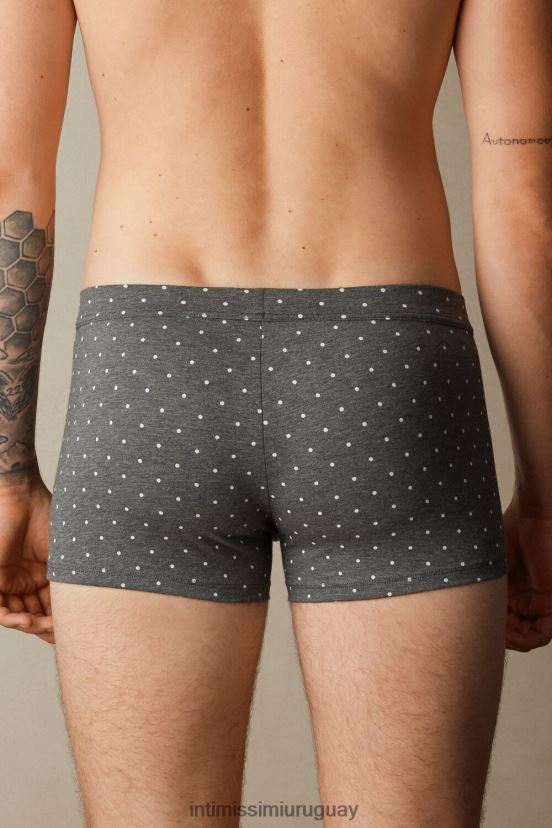 boxer de lunares de algodón supima elástico Intimissimi hombres 063j-estampado lunares gris antracita melange V806B862 ropa interior