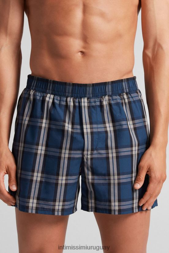 boxers con detalles estampados Intimissimi hombres 375j-check azul medio/nero V806B813 ropa interior
