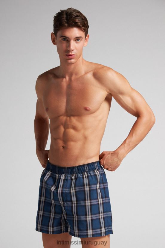 boxers con detalles estampados Intimissimi hombres 375j-check azul medio/nero V806B813 ropa interior
