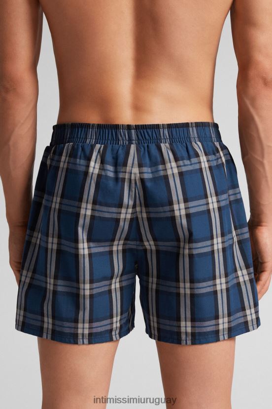 boxers con detalles estampados Intimissimi hombres 375j-check azul medio/nero V806B813 ropa interior