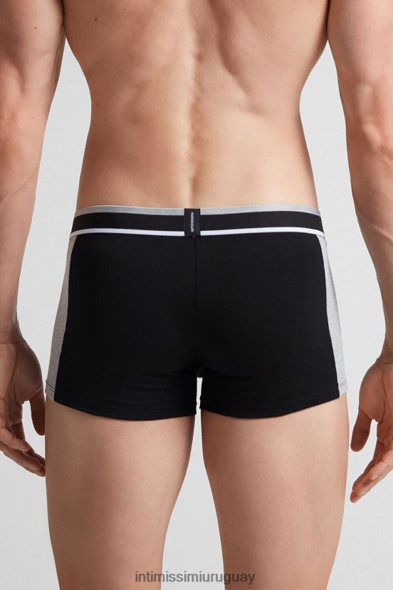 boxers de algodón supima elástico de dos tonos Intimissimi hombres 539i-mezcla negro/gris claro V806B8105 ropa interior
