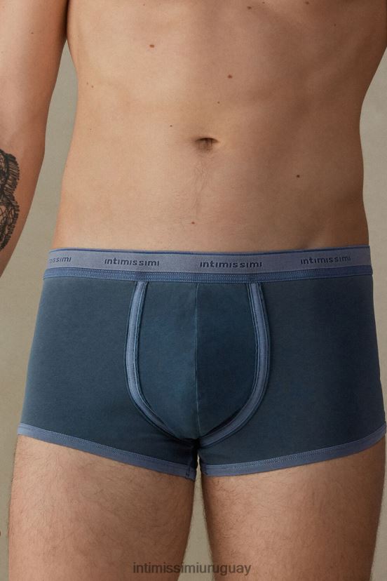 boxers de algodón supima elástico teñido en prenda Intimissimi hombres 864i-azul oscuro V806B878 ropa interior