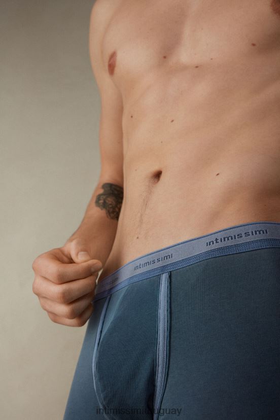 boxers de algodón supima elástico teñido en prenda Intimissimi hombres 864i-azul oscuro V806B878 ropa interior