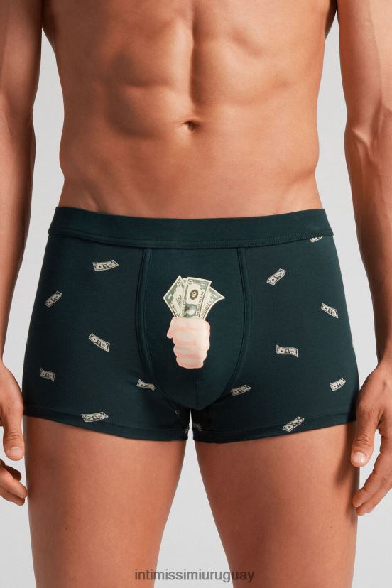 boxers de dinero de algodón supima fresco natural Intimissimi hombres 370j-verde scuro st.soldi V806B82 ropa interior