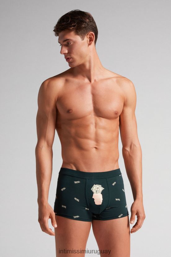 boxers de dinero de algodón supima fresco natural Intimissimi hombres 370j-verde scuro st.soldi V806B82 ropa interior