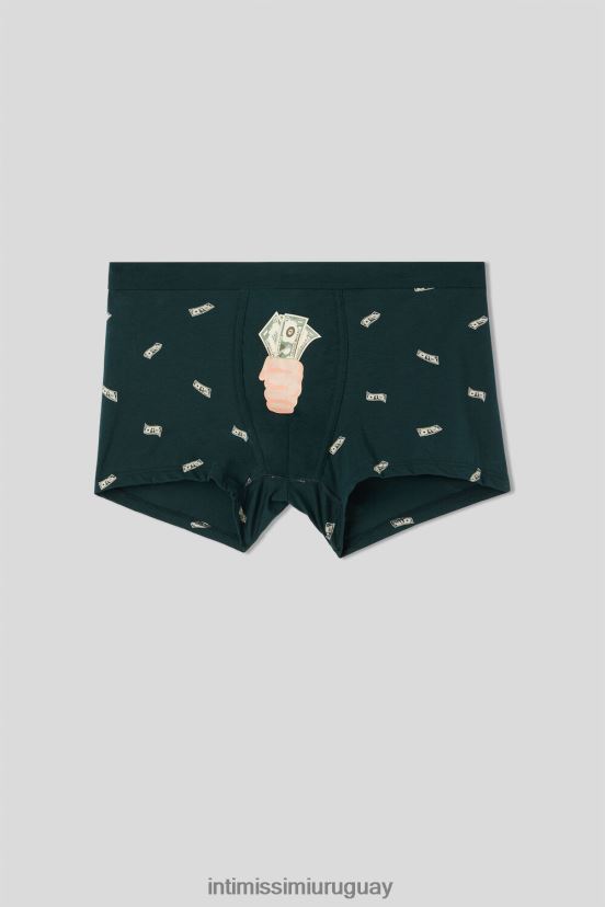boxers de dinero de algodón supima fresco natural Intimissimi hombres 370j-verde scuro st.soldi V806B82 ropa interior
