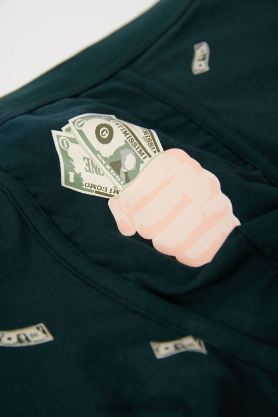 boxers de dinero de algodón supima fresco natural Intimissimi hombres 370j-verde scuro st.soldi V806B82 ropa interior