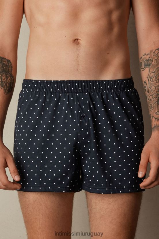 boxers holgados de punto de algodón estampados Intimissimi hombres 049j-estampado lunares azul medianoche V806B872 ropa interior