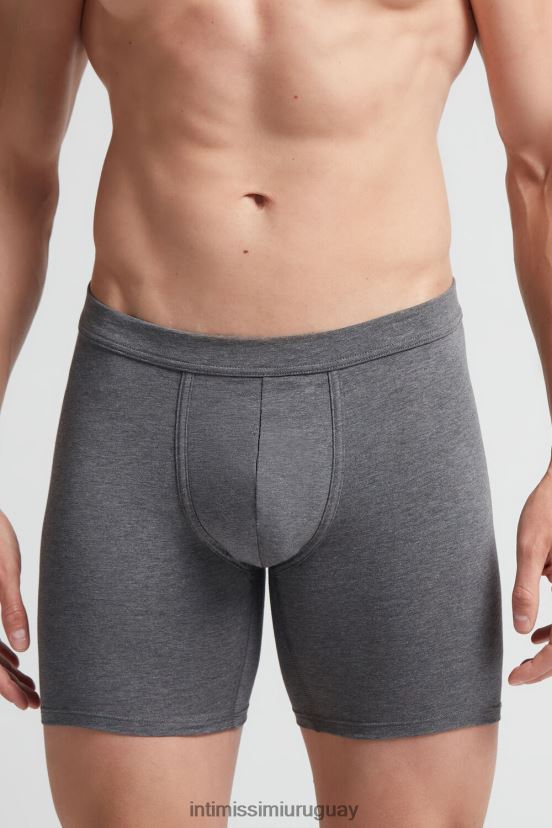 boxers largos de algodón supima elásticos Intimissimi hombres 5227-gris carbón melange V806B856 ropa interior