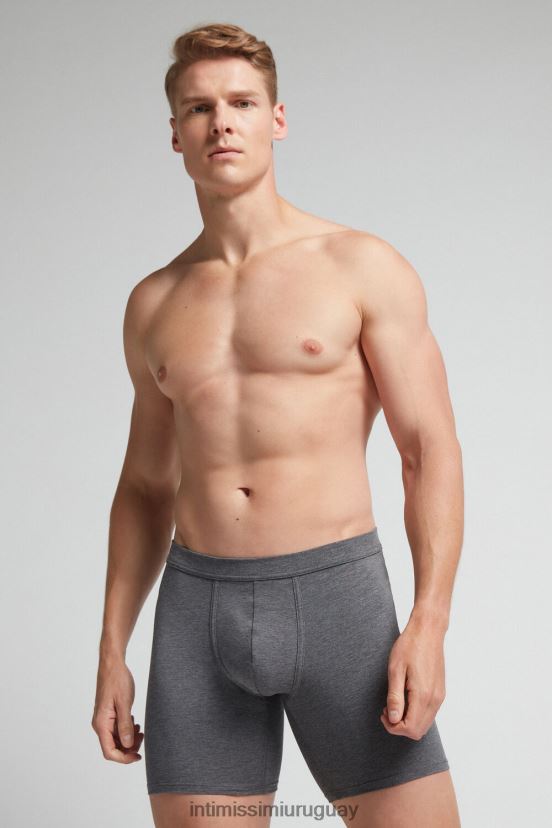 boxers largos de algodón supima elásticos Intimissimi hombres 5227-gris carbón melange V806B856 ropa interior