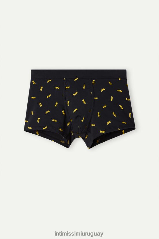 boxers trompeta de algodón supima elástico Intimissimi hombres 184j-estampado de trompeta azul medianoche V806B836 ropa interior