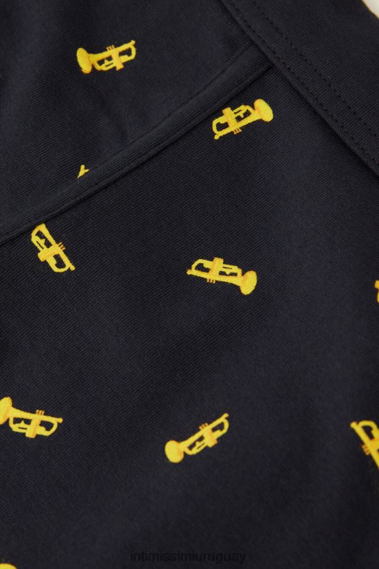 boxers trompeta de algodón supima elástico Intimissimi hombres 184j-estampado de trompeta azul medianoche V806B836 ropa interior