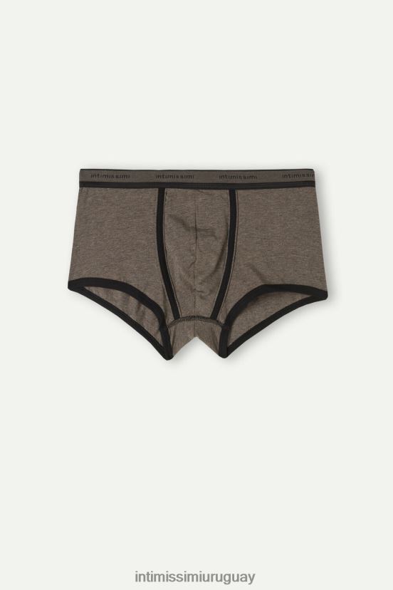 calzoncillos tipo bóxer de algodón supima elástico con detalle de logo Intimissimi hombres 128j-marrón melange/negro V806B860 ropa interior