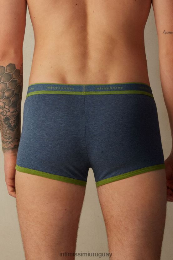 calzoncillos tipo bóxer de algodón supima elástico con detalle de logo Intimissimi hombres 129j-denim azul jaspeado/verde V806B858 ropa interior