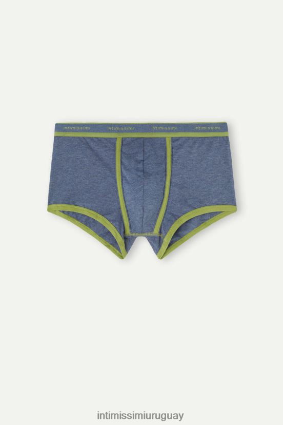 calzoncillos tipo bóxer de algodón supima elástico con detalle de logo Intimissimi hombres 129j-denim azul jaspeado/verde V806B858 ropa interior