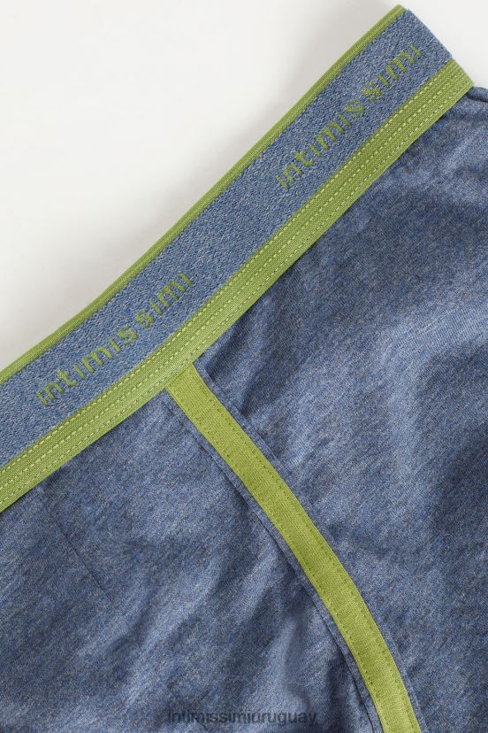 calzoncillos tipo bóxer de algodón supima elástico con detalle de logo Intimissimi hombres 129j-denim azul jaspeado/verde V806B858 ropa interior