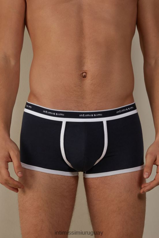 calzoncillos tipo bóxer de algodón supima elástico con detalle de logo Intimissimi hombres 3481-azul medianoche/blanco V806B8117 ropa interior