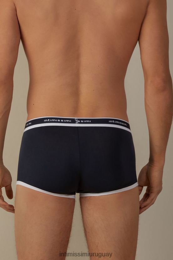 calzoncillos tipo bóxer de algodón supima elástico con detalle de logo Intimissimi hombres 3481-azul medianoche/blanco V806B8117 ropa interior