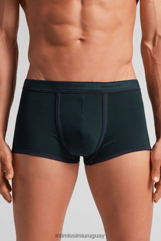 calzoncillos tipo bóxer de algodón supima elástico con detalle de logo Intimissimi hombres 380j-verde scuro/blu notte V806B811 ropa interior