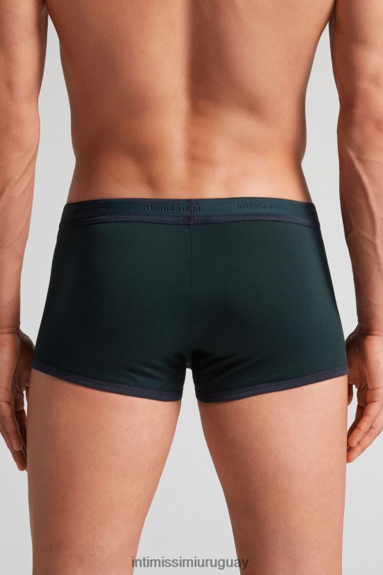 calzoncillos tipo bóxer de algodón supima elástico con detalle de logo Intimissimi hombres 380j-verde scuro/blu notte V806B811 ropa interior