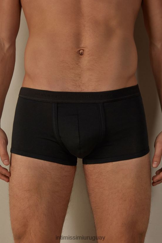 calzoncillos tipo bóxer de algodón supima elástico con detalle de logo Intimissimi hombres 386i-negro/negro V806B8115 ropa interior