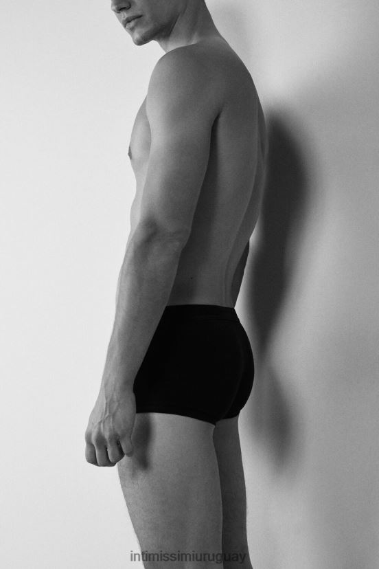 calzoncillos tipo bóxer de algodón supima elástico con detalle de logo Intimissimi hombres 386i-negro/negro V806B8115 ropa interior