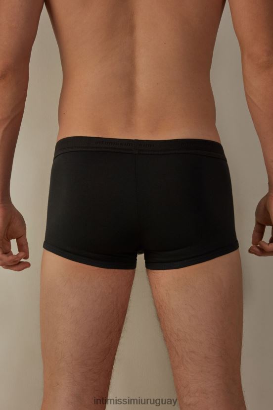 calzoncillos tipo bóxer de algodón supima elástico con detalle de logo Intimissimi hombres 386i-negro/negro V806B8115 ropa interior
