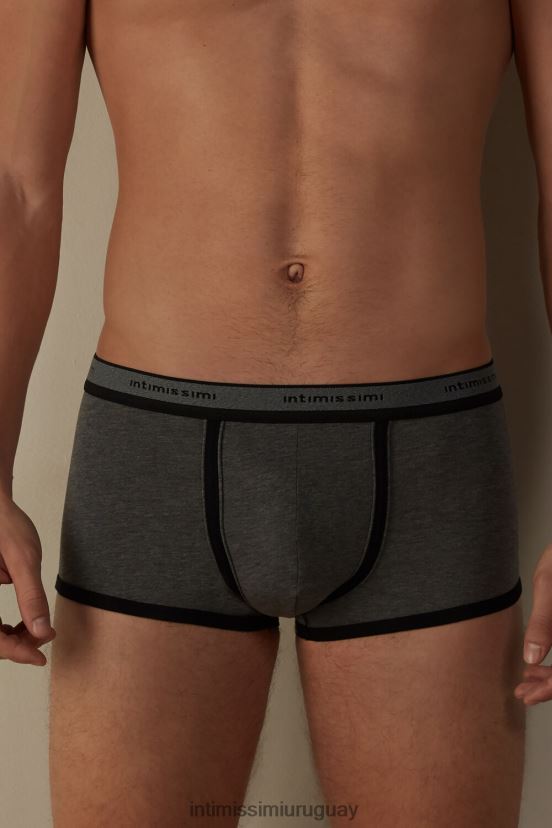 calzoncillos tipo bóxer de algodón supima elástico con detalle de logo Intimissimi hombres 543i-mezcla gris grafito/negro V806B891 ropa interior