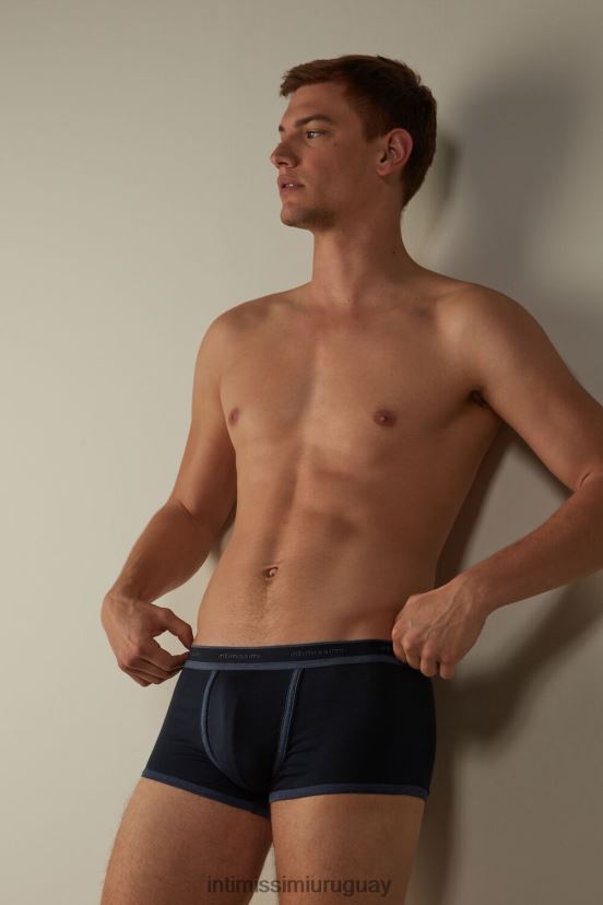 calzoncillos tipo bóxer de algodón supima elástico con detalle de logo Intimissimi hombres 844i-mezcla azul medianoche/azul denim V806B888 ropa interior