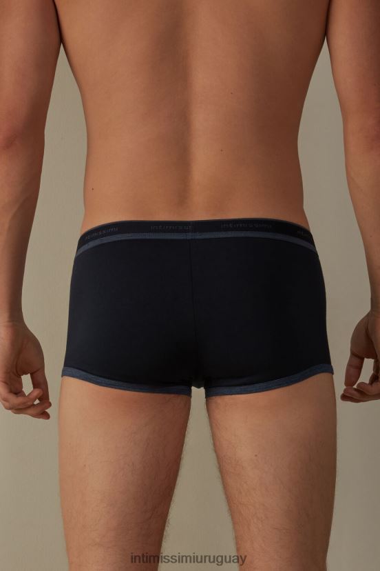 calzoncillos tipo bóxer de algodón supima elástico con detalle de logo Intimissimi hombres 844i-mezcla azul medianoche/azul denim V806B888 ropa interior