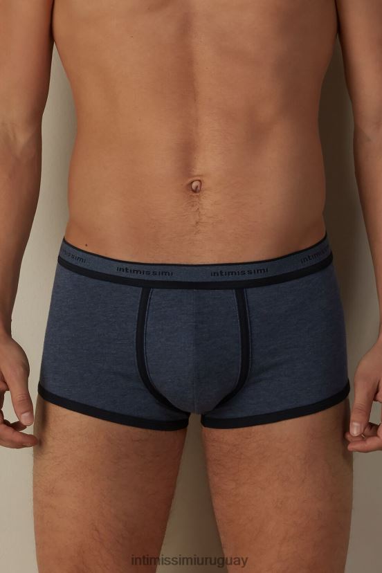 calzoncillos tipo bóxer de algodón supima elástico con detalle de logo Intimissimi hombres 845i-mezcla azul denim/azul medianoche V806B884 ropa interior