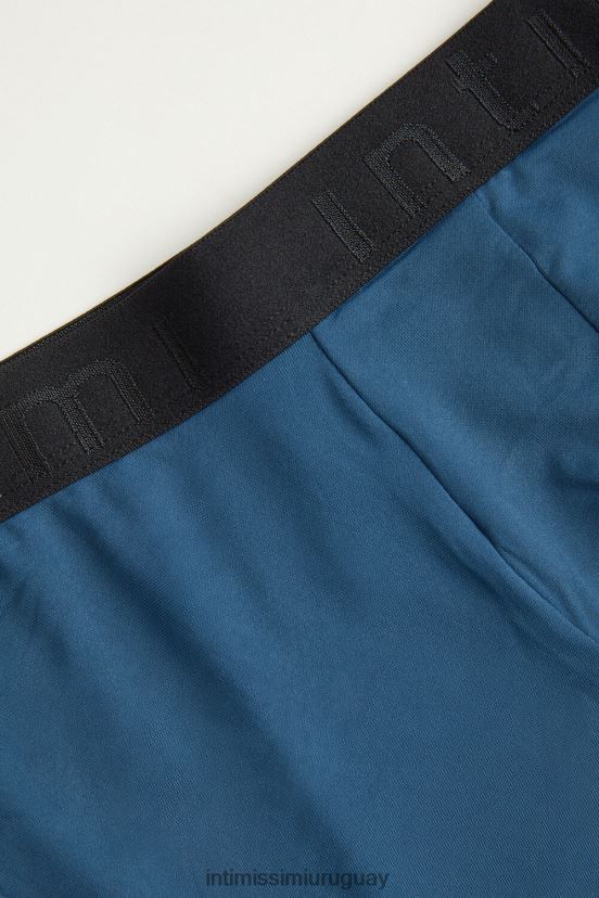 calzoncillos tipo bóxer de microfibra con logo Intimissimi hombres 379j-azul medio/nero V806B820 ropa interior