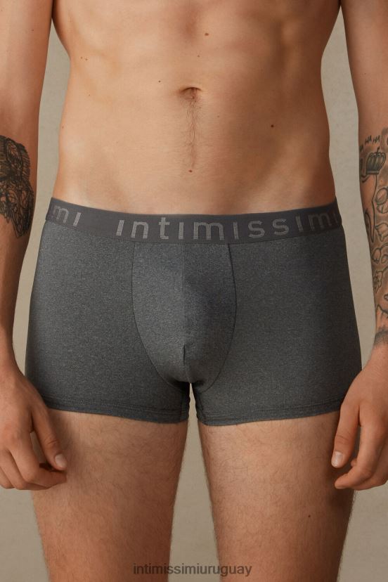 calzoncillos tipo bóxer de microfibra con logo Intimissimi hombres 5227-gris carbón melange V806B8100 ropa interior