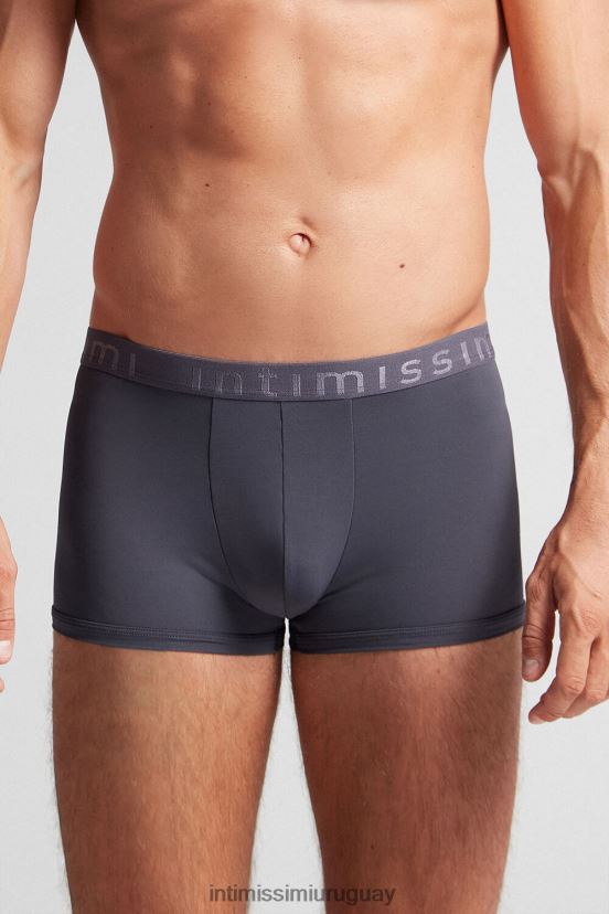 calzoncillos tipo bóxer de microfibra con logo Intimissimi hombres 9963-gris hollín V806B8130 ropa interior