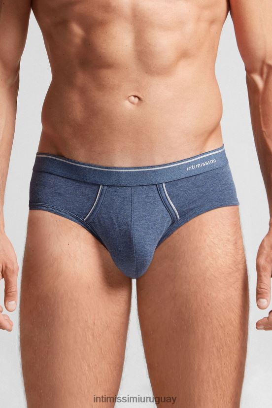braguita de algodón supima con elástico visible Intimissimi hombres 081i-mezcla azul denim/mezcla gris claro V806B8118 ropa interior
