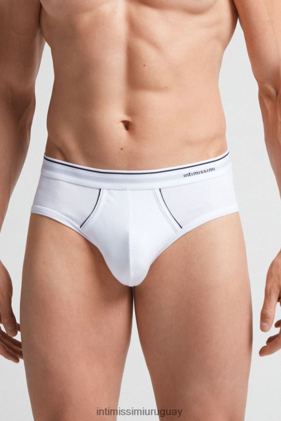 braguita de algodón supima con elástico visible Intimissimi hombres 6986-blanco/azul V806B8122 ropa interior