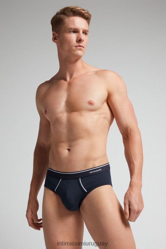 braguita de algodón supima con elástico visible Intimissimi hombres 6987-azul/blanco V806B8127 ropa interior